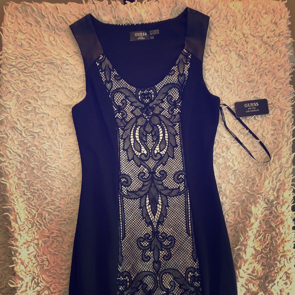 NWT Guess leather and lace dress